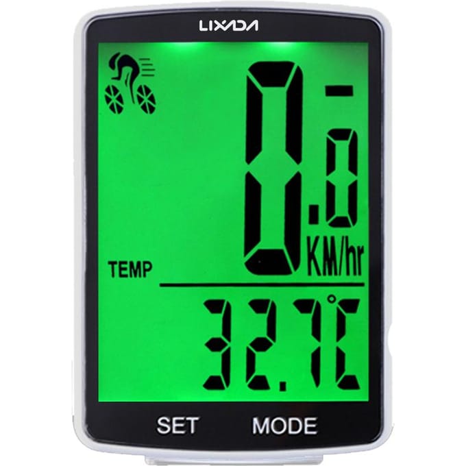 Ordinateur de vélo sans fil LIXADA Écran LCD multifonctionnel Ordinateur de vélo VTT White Shell vert