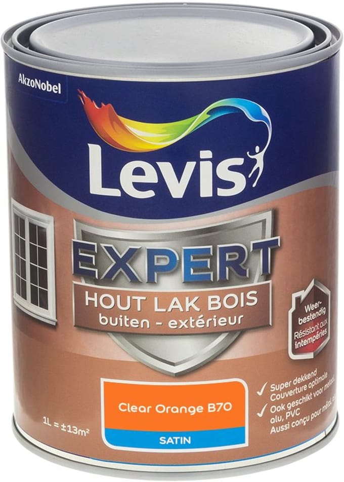 Levis - Expert Hout Lak Buiten Satin Mix - Clear Orange B70 - Mengverf - 1 L