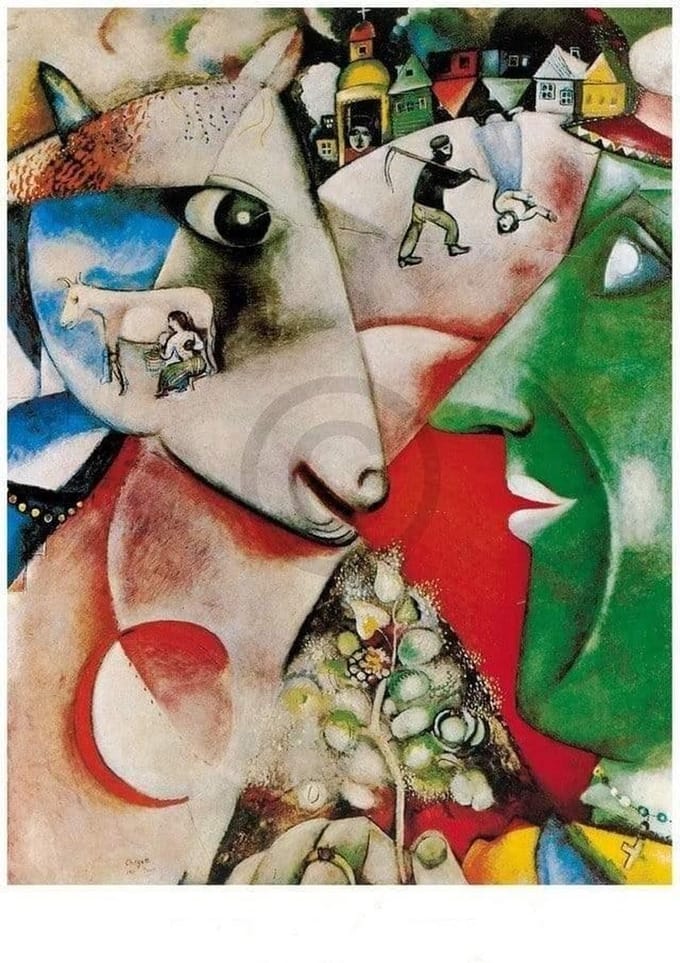 Kunstdruk Marc Chagall - I and the village, 1911 60x80cm