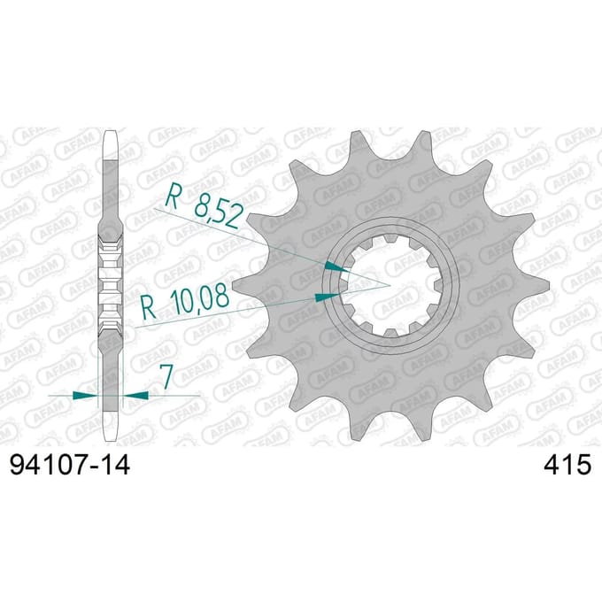 Stalen motortandwiel voor Afam 415 14 dents