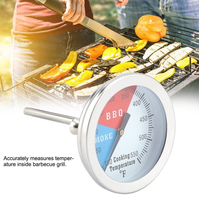 Roestvrij Staal BBQ Thermometer 100-550 Fahrenheit Rond Deksel Temperatuur voor Barbecue Oven Grill white