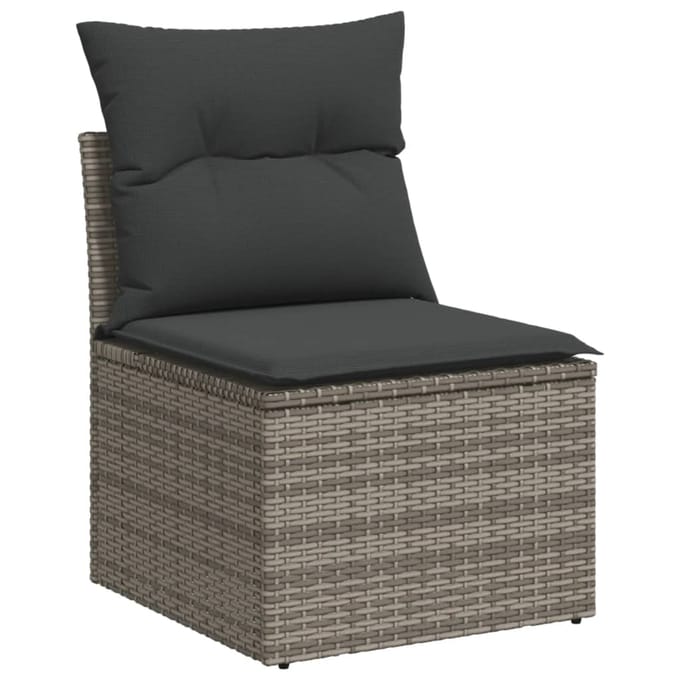 vidaXL - 7-delige - Loungeset - met - kussens - poly - rattan - grijs