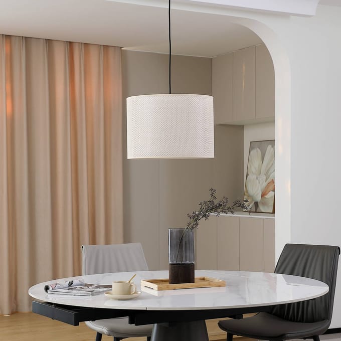 Lindby - hanglamp - 1licht - PVC, textiel, kunststof - H: 20 cm - E27 - beige