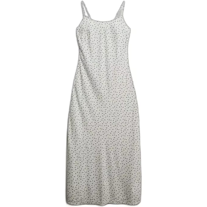 Superdry Printed Cami Maxi Lange Jurk Zonder Mouwen Wit M Vrouw