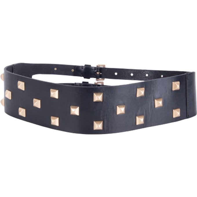AllSaints Sonia Stud Wide Belt Black/warm Brass Größe: XS | Gürtel Outlet | Damen | Schwarz