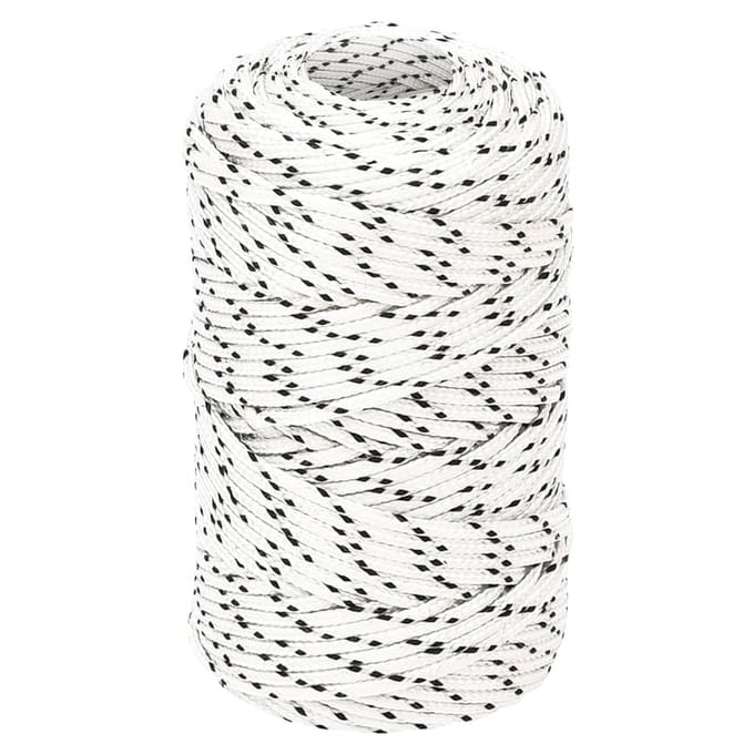 vidaXL - Boottouw - gevlochten - 2 - mmx100 - m - polyester - wit
