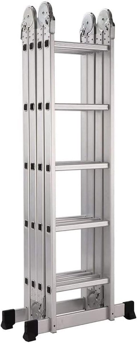 Scharnierende Ladder - Klapladder Multifunctioneel - Veilig Klussen - Verstelbare Vormen - 5.8 Meter - Zilver