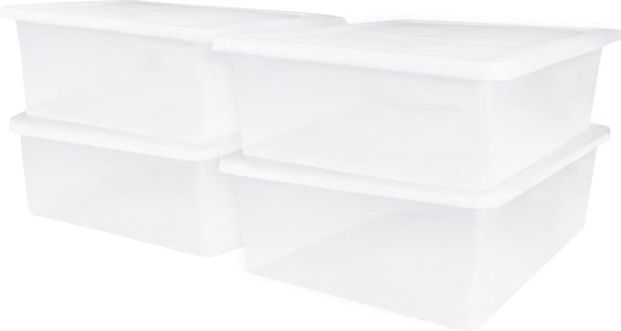 IRIS Cristalbox Opbergbox - 28L - Kunststof - Transparant - Set van 4
