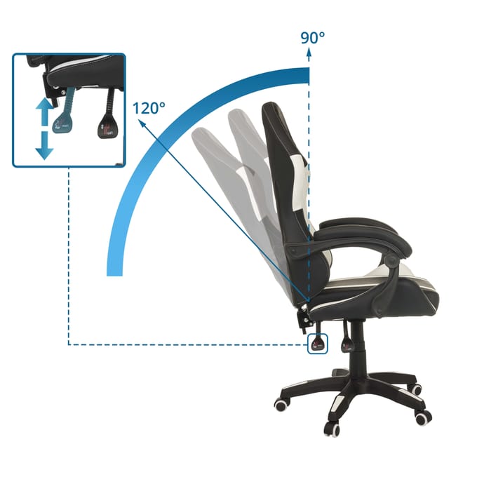 Gamingstoel / bureaustoel GAMEBREAKER W02 kunstleer zwart/wit mybuero