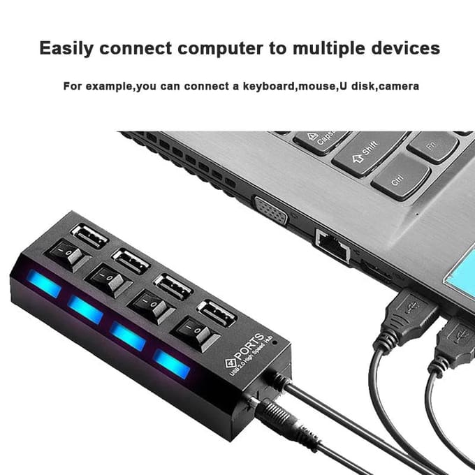 USB 2.0 Hub Multi USB Splitter Poorten Hub Gebruik Stroomadapter 4/ 7 Poort Meerdere Expander Hub met Schakelaar 30CM Kabel Voor Thuis