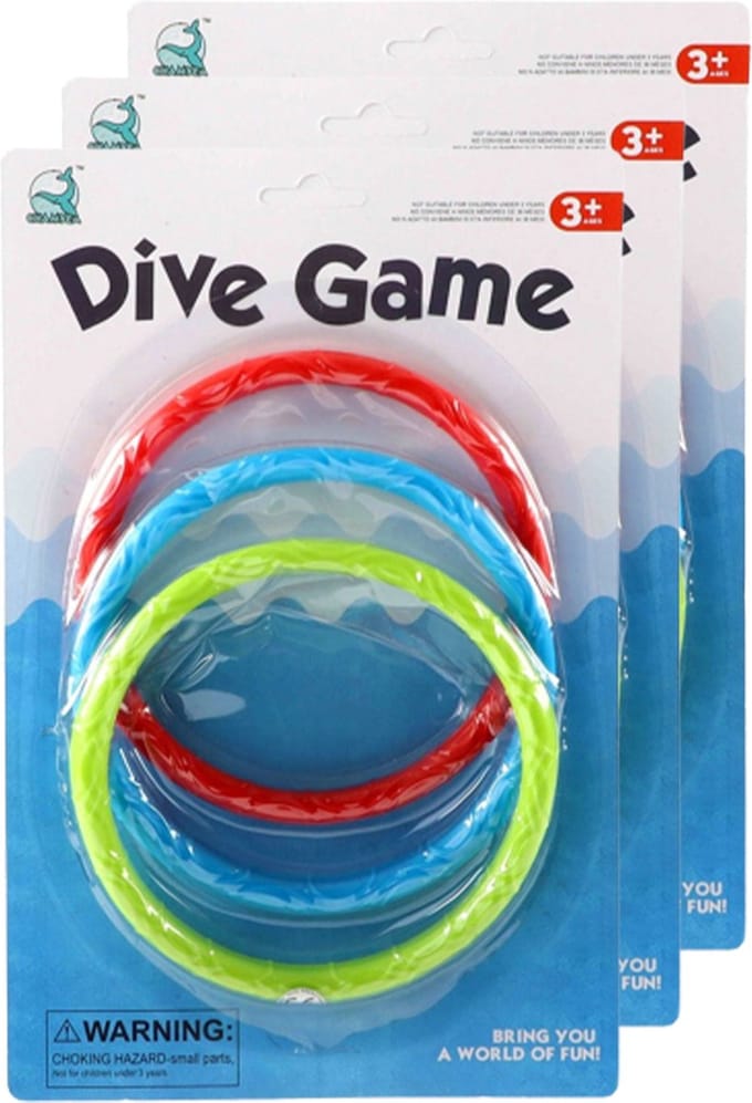Gekleurde duikringen - 9x stuks - rood/blauw/groen - kunststof