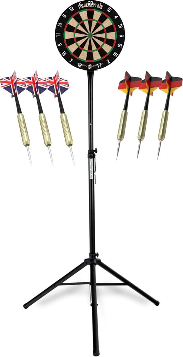 Professioneel Steeldarts Dartbord Compleet Set met Hoogteverstelbare Stand