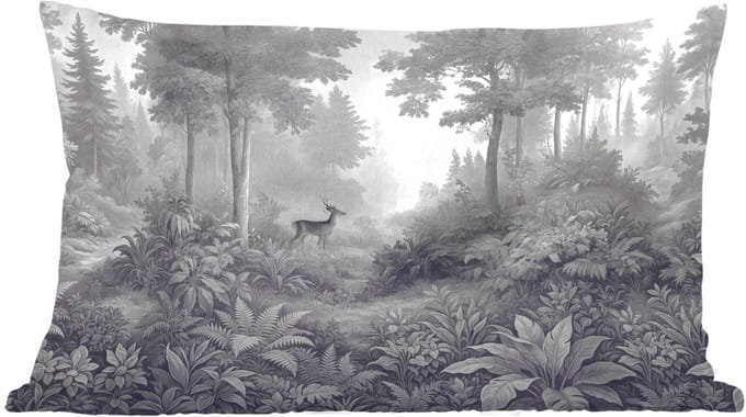 Sierkussens - Kussentjes Woonkamer - 60x40 cm - Bos - Hert - Zwart - Wit