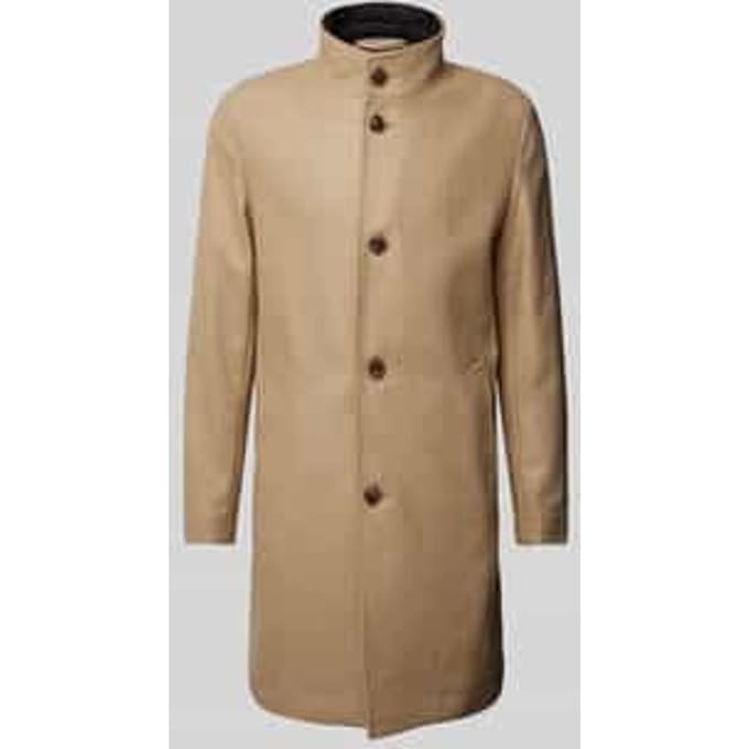Lange wollen jas met opstaande kraag, model 'Hyde'