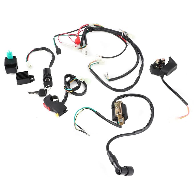 Kit de faisceau de câblage de moteur à démarrage électrique pour 50cc 110cc 125cc PIT Quad Dirt Bike ATV blanc