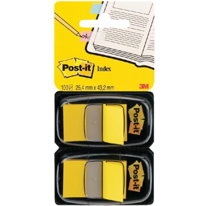 Indextabs post-it 680 25.4x43.2mm duopack geel 2x50 tabs
