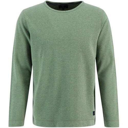 Fynch-Hatton Trui O-Neck Subtle Melange Waffle Structure Spring Green / male