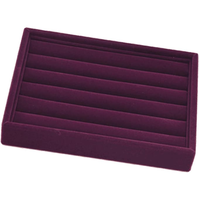 Elegante fluwelen stapelbare sieradenvitrine, paars as described