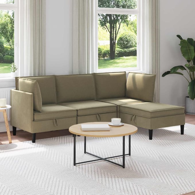 vidaXL - Woonkamer - Meubelset - 4 - st - Kaki - Stof