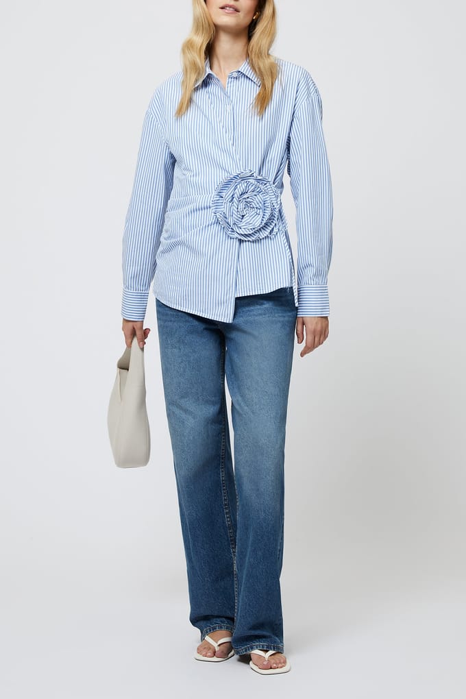 French Connection Cambria Cot Stripe Corsa Shirt Blue/white Taglia: 6 | Magliette intime Outlet | Donna | Blu