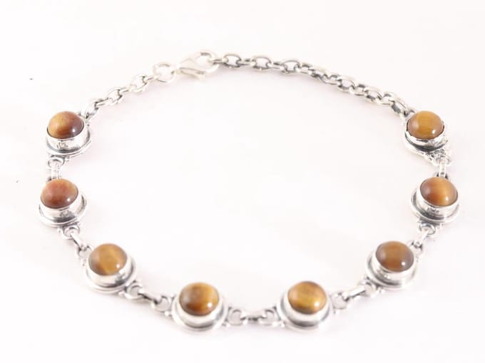 Fijne zilveren armband met tijgeroog
