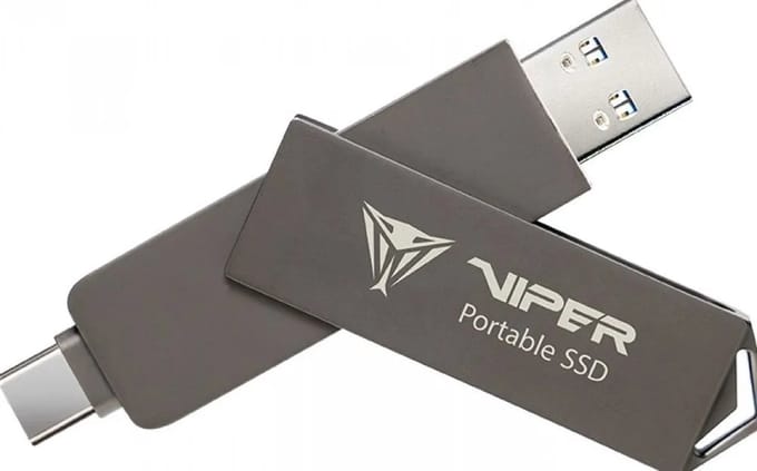 Patriot Viper PVP30 Portable 1TB - SSD Extern - draagbaar - 1 TB - USB 3.2 Gen 2 USB-C - USB Type-A - antraciet