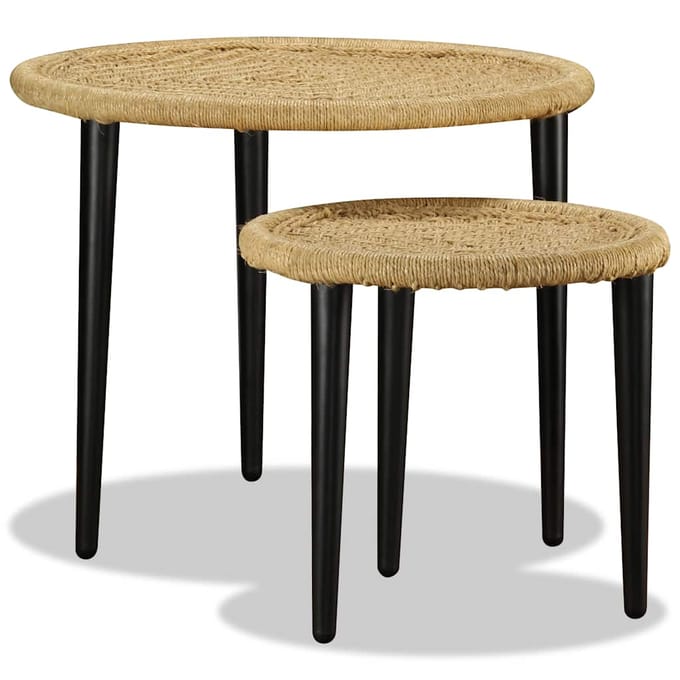 vidaXL - 2-delige - Salontafelset - natuurlijk - jute
