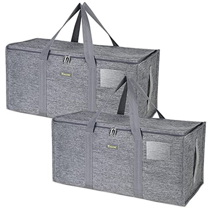 Extra grote opbergtas met ritsen en draaggrepen voor wasgoed - 2-pack