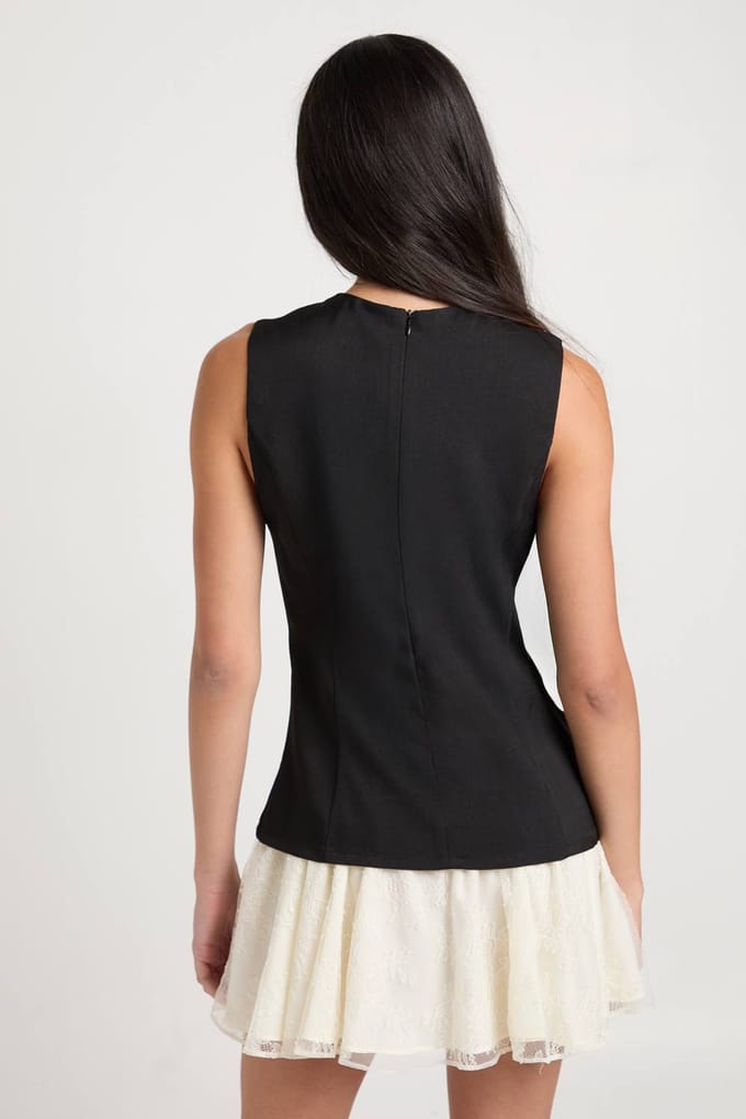 boohoo Dames Kanten Rok Getailleerde Mini Jurk | Zwart | Maat: 44