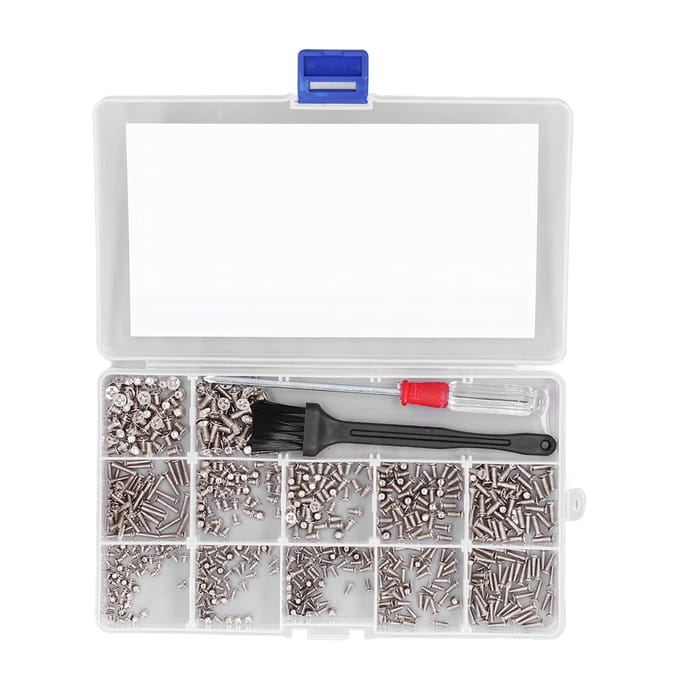 600 Stuks Computerschroeven Assortimentskit Micro Platte Kop M2 M2.5 M3 met Schroevendraaier Borstel(Zilver ) zilver
