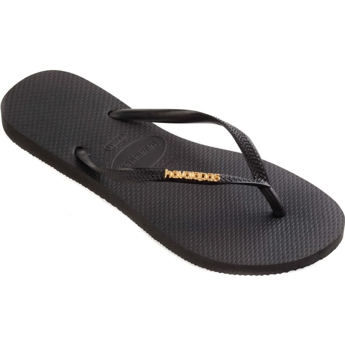 Havaianas Slim Logo Metallic Slippers - Zwart - Goud