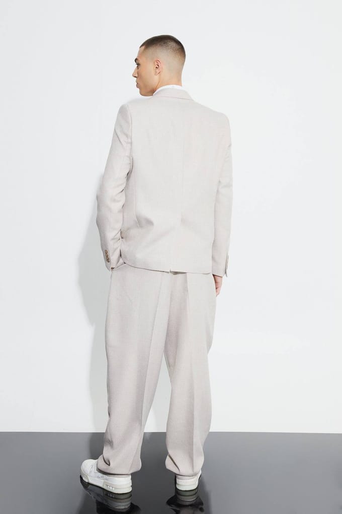 Relaxed Fit Boucle Texture Marl Blazer | Grey | Size 34