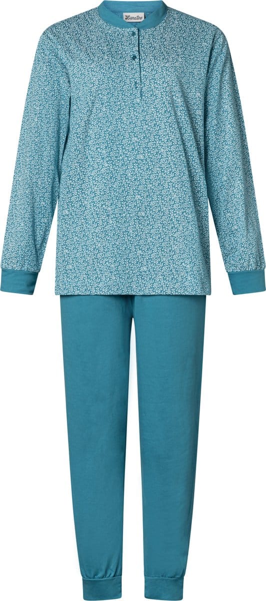 Lunatex dames pyjama - maat XXL - Porto spring flower - petrol