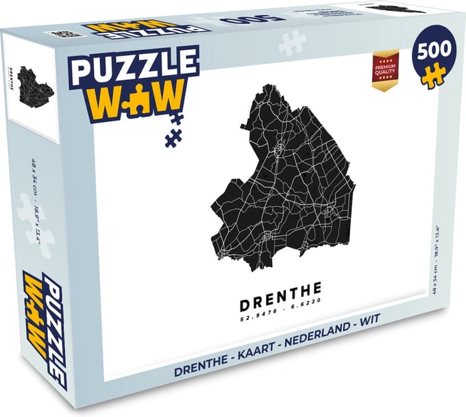 Puzzel Drenthe - Kaart - Nederland - Wit - Legpuzzel - Puzzel 500 stukjes