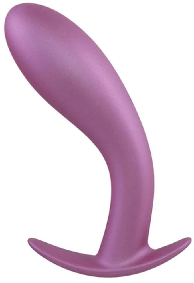 Excellent Power - Anale plug - Metallic Glam silicone anal plug - Krachtige gebogen buttplug paars