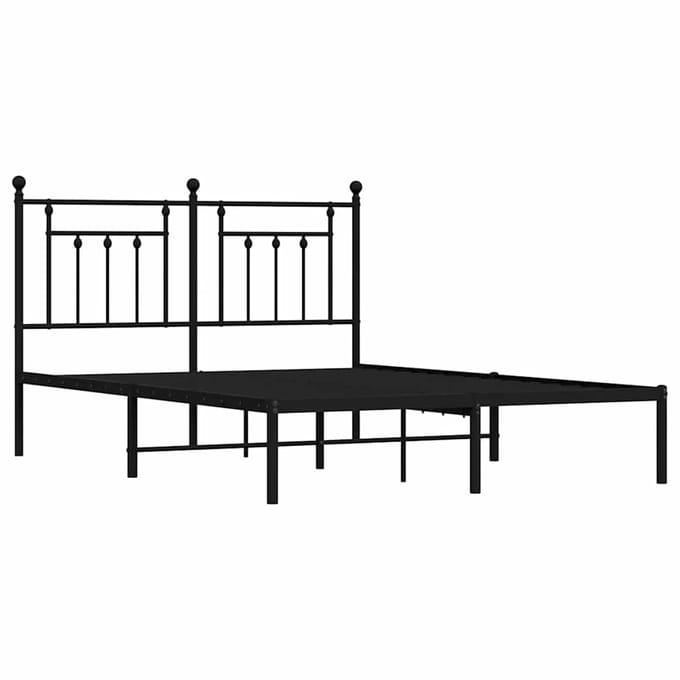 vidaXL - Bedframe - met - hoofdbord - metaal - zwart - 140x190 - cm