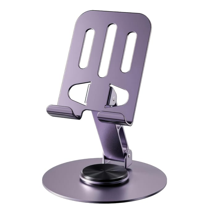 360-Graden Roterende Metalen Telefoon- en Tablethouder, Compatibiliteit, Antislip Basis, Metaal, Universele Compatibiliteit grijs
