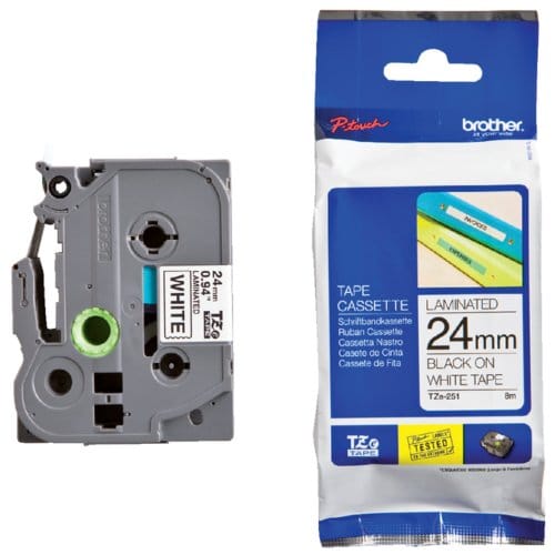 Labeltape Brother P-touch TZe-251 standaard 24mm zwart op wit
