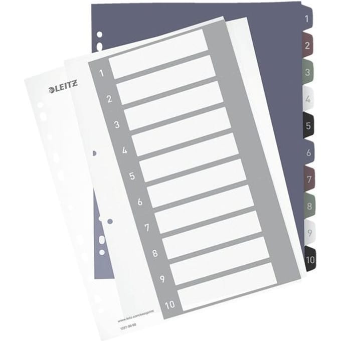 Leitz 1237 Style Register Din A4 1-10 Polypropyleen Meerdere Kleuren 10 Tabbladen 1237-00-00