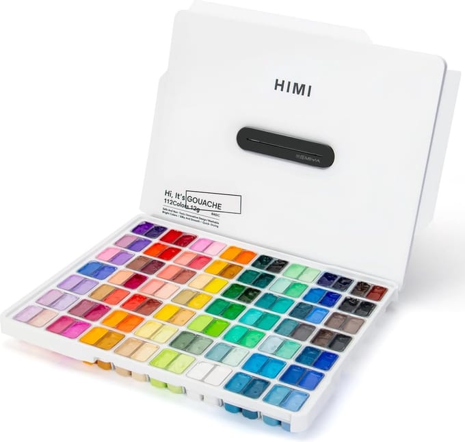 HIMI - Gouache - Twin split cups - set van 112 kleuren - 12g - White