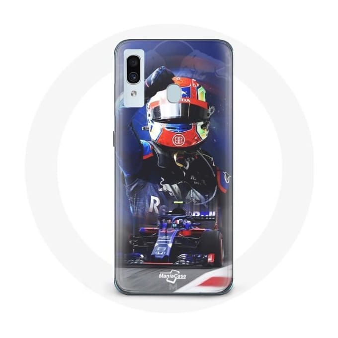 Hoesje voor Samsung Galaxy A40 Formule 1 Pierre Gasly F1 Racing Driver Rood Blauw