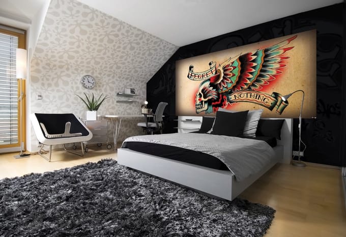Skull Tattoo Wing Photo Wallcovering
