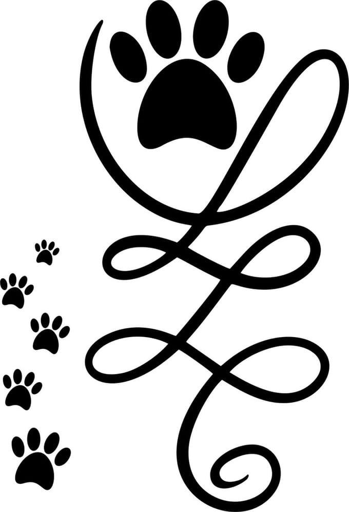 Auto - raam - bumper - sticker honden - katten pootjes met swirl