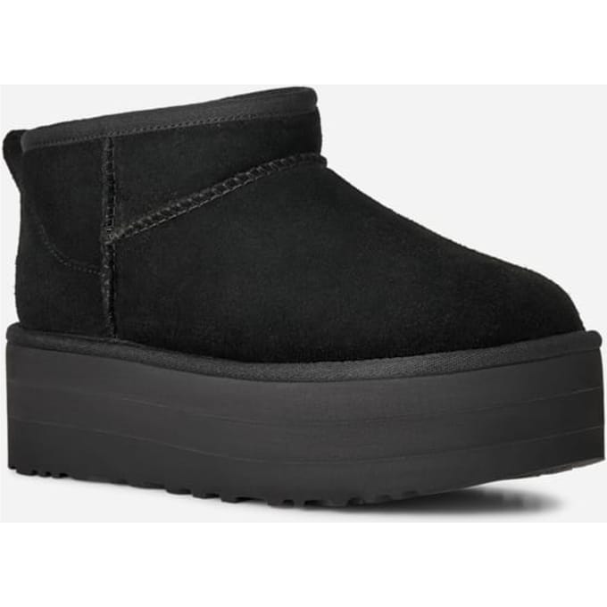 UGG® Classic Ultra Mini Platform for Women in Black, Size 8, Suede/Polyester/Wool