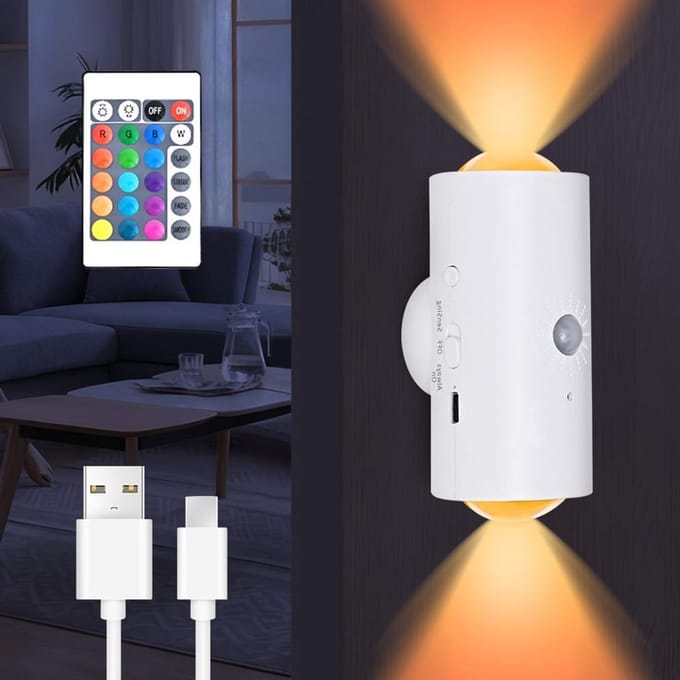 Draadloze LED wandlamp met bewegingssensor en kleurverloop voor binnen