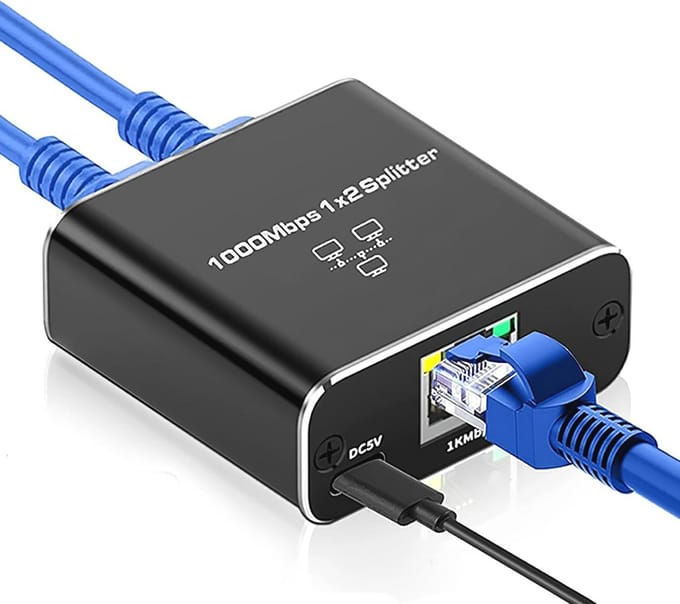 Gigabit Ethernet Splitter 1 naar 2 - 1000 Mbps Switch voor Netwerkverbindingen