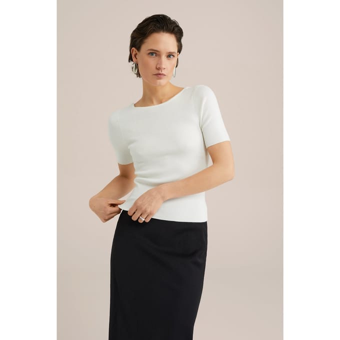 We Fashion Knitted Pullover White Maat: L | Sweaters Outlet | Dames | Wit