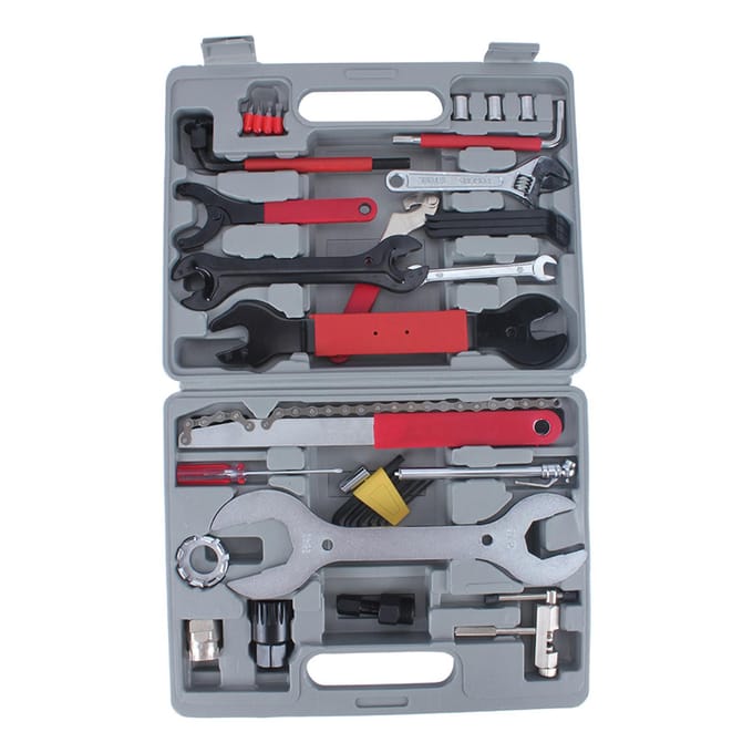 44 stuks Fietsreparatie Multi-Tools Kit Set Mountainbike Fiets Lekke Band Bandenpomp wit