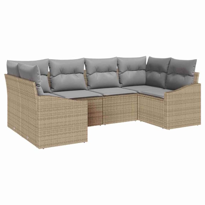vidaXL Bankstel 6 st Beige poly rattan