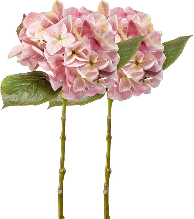 Emerald Kunstbloem hortensia tak - 2x - Challenge - 47 cm - roze - kunst zijdebloem - Hydrangea